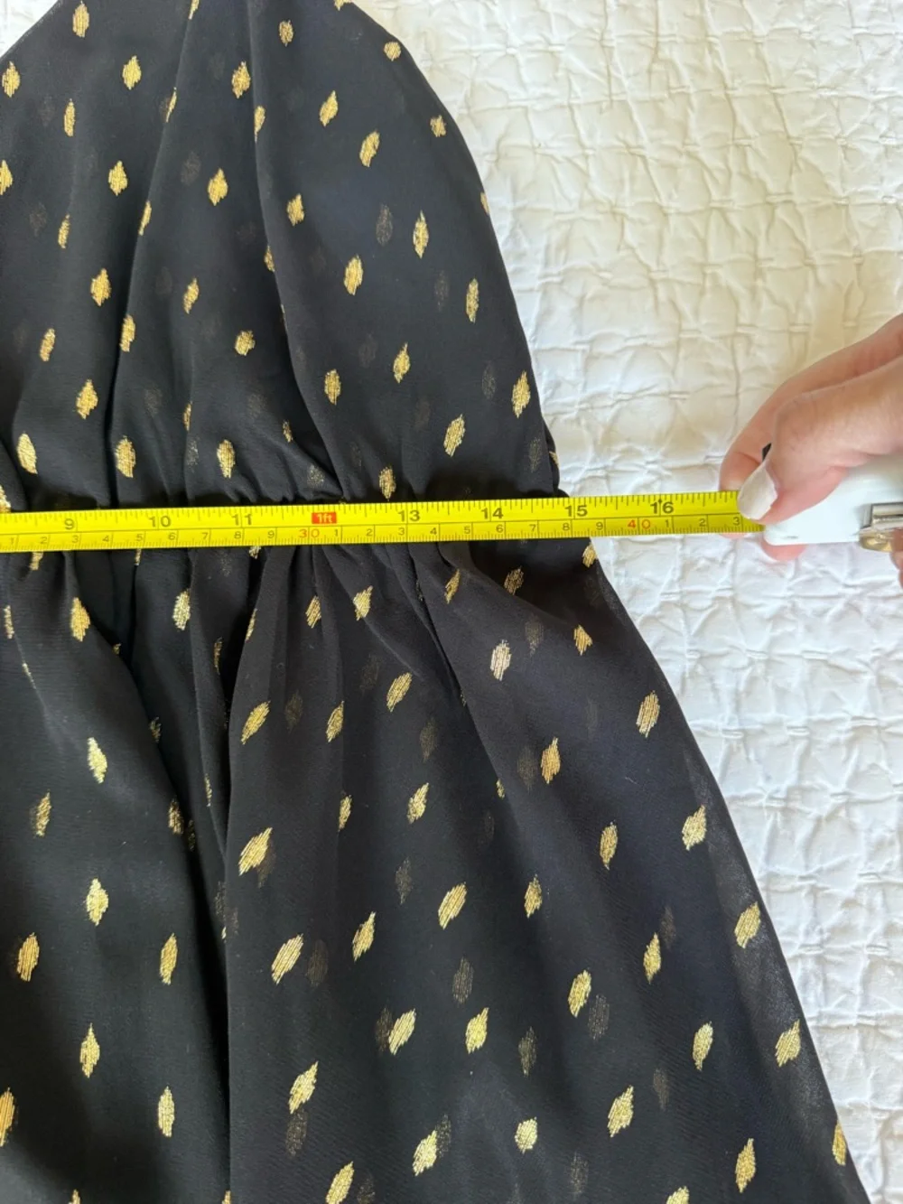 Commense Elegant Black Gold Dot High-Neck A-Line Dress - Picture 6 of 8